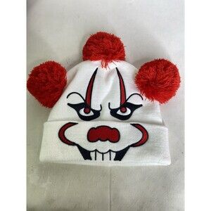 IT Pennywise Clown Horror Knit Pom Beanie Hat Cap Adult OSFM